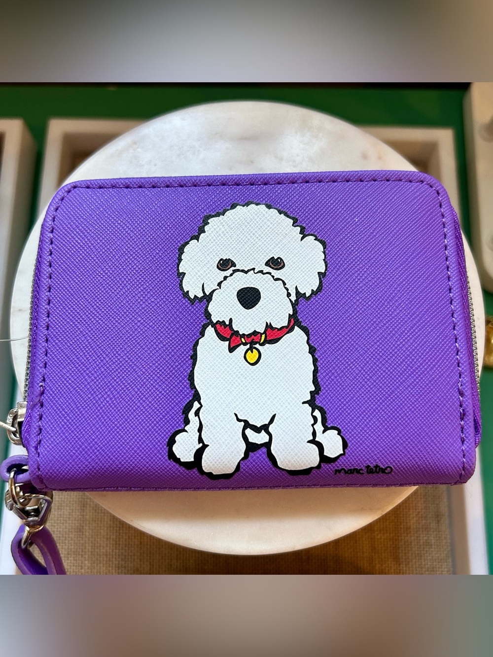 Marc Tetro Purple Bichon Frisé Wristlet Wallet
